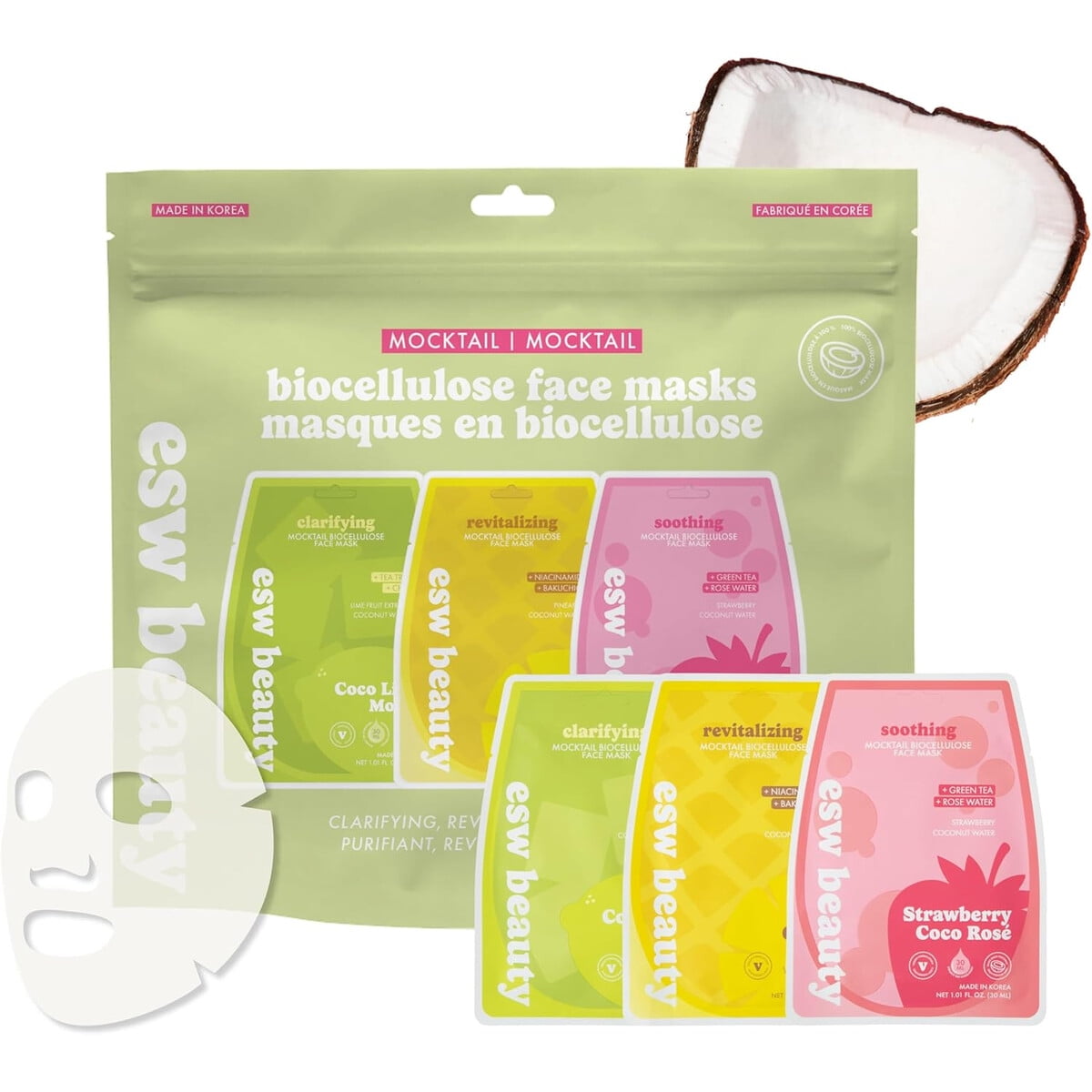 Set 3 Mascarillas Faciales Veganas Esw Beauty Mocktail