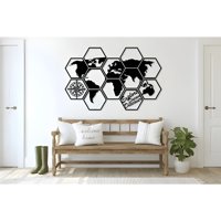 Genérico - Cuadro Mapamundi Mdf 150X100 Cm Negro