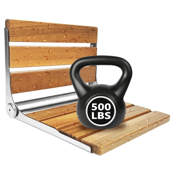 Asiento Plegable de Ducha para Seguridad en el Baño KoreTech de Teca y Acero