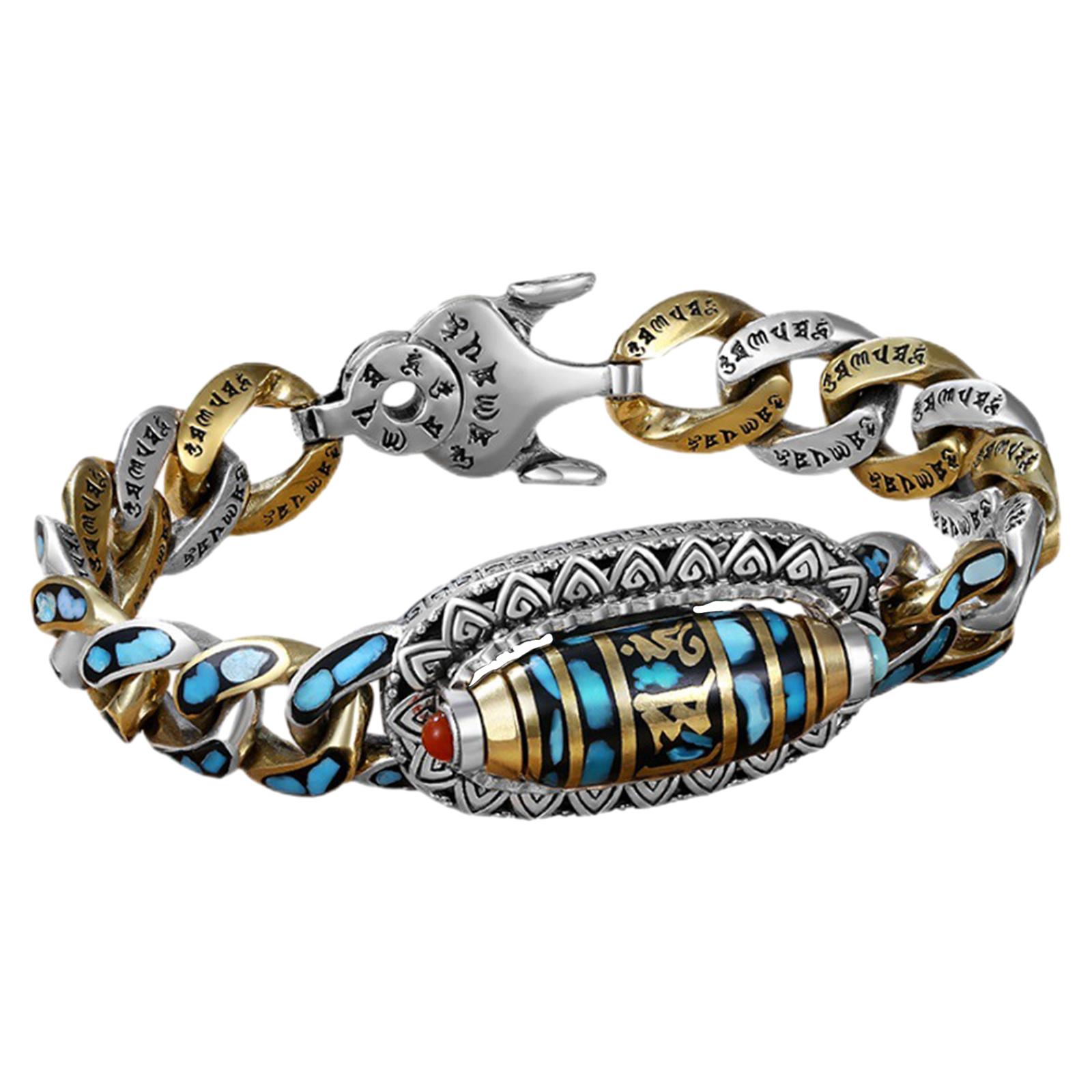 Ioensy - Pulsera Mantra De Seis Personajes Pulsera Giratoria Creativa De Cuentas Dzi De Nueve Ojos 22 Cm