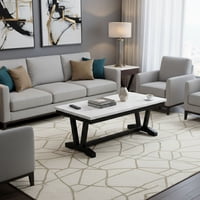 Daniels - Mesa De Centro Moderna Mármol Rodeus Blanca