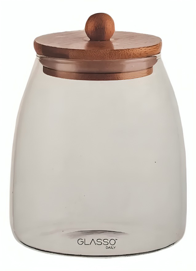 Glasso - Frasco Vidrio L Con Tapa De Bamboo Daily