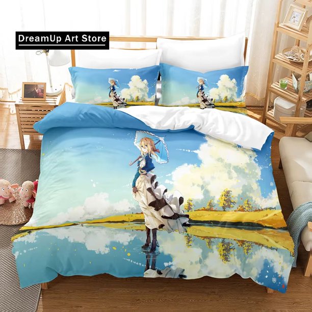 Anime Violet Evergarden Bedding Set Duvet Cover Sets Comforter Japanese KidsBoys Bed Linen