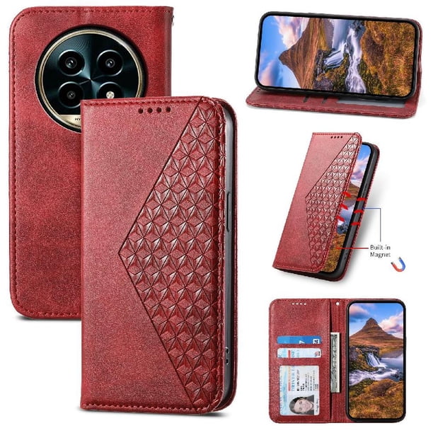 Funda Flip FOXDOCK para Realme 13 Pro 5G , Estilo Billetera con Diseño Rombo, Correa de Mano y Soporte, Uso Diario