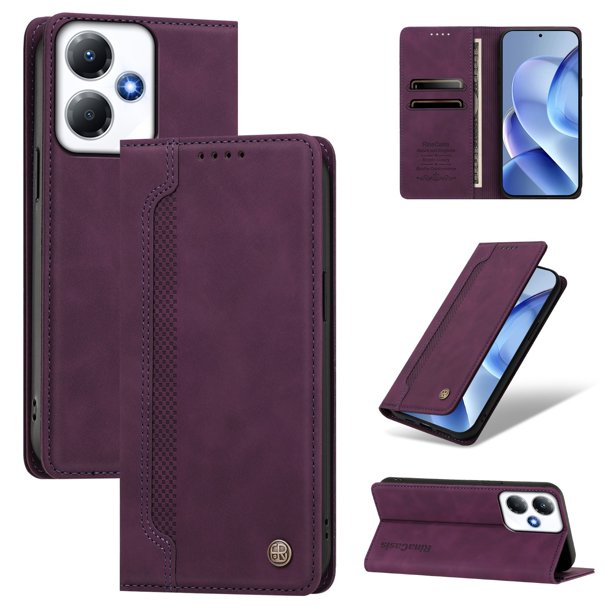 Funda Billetera para Infinix Hot 30 Play Imán y Resistente Morado