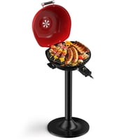 Parrilla Eléctrica Giantex 1600W Para Interiores Y Exteriores, Color Rojo