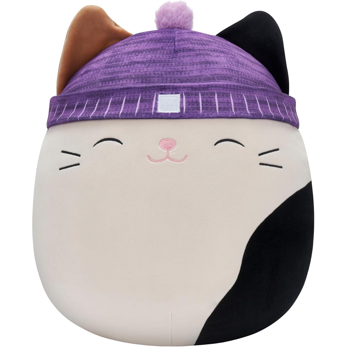 Peluche Squishmallows Cam Gato Calica 35cm Gorro Morado