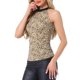 thumbnail image 1 of INSPIRE CHIC Top sin mangas con cuello halter, ajuste ceñido, casual, para fiesta, con cintura fruncida, estampado, para mujer, talla M, Beige-Leopardo, 1 of 5