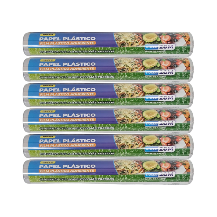 Pack 6 Film Plastico Aileda 20m X 30cm Adherente Cocina