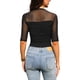 thumbnail image 3 of INSPIRE CHIC Mono de Malla para Fiesta de Mujeres Transparente Ajustado con Fruncido de Media Manga S Negro, 3 of 7
