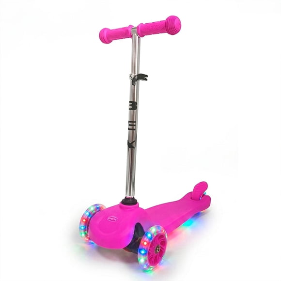 Scooter Monopatin 3 Ruedas Luces Barra Ajustable 70cm Rosa Bex