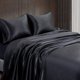 thumbnail image 4 of Juego de sábanas Homiest Satin Luxury Silky, 4 piezas, tamaño king, color negro, 4 of 8