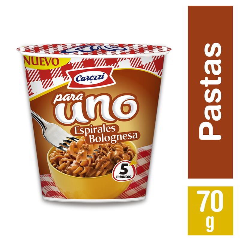 Espirales Bolognesa Pasta Para Uno Pote 70 g Carozzi