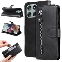 Gangxun - Funda Con Cremallera Para Motorola Moto G56, Carcasa Cartera De Cuero Pu Con Soporte Y Tarjetero