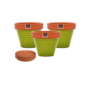 Mestiza - Set De 3 Maceta Kony 19Cm Terra Verde Y Sus Platos