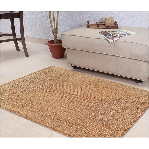 Area Rug KEMA, tejido a mano, yute trenzado, 90 x 150 cm, hilo natural