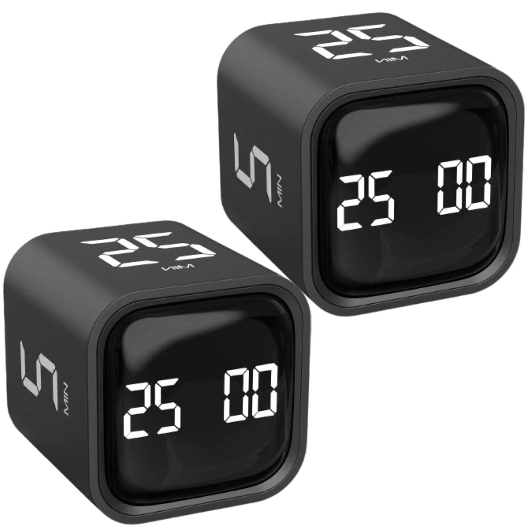 Timer Pomodoro Ooraii Giratorio De 5, 25, 10, 50 Minutos, Negro, Paquete De 2