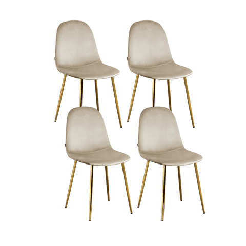 Habita2 Chile - Pack 4 Sillas Trendytop Para Comedor Asiento Felpa Estructura Dorada - Beige