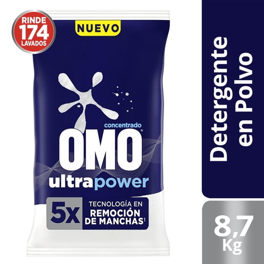 Detergente En Polvo Ultra Power Bolsa 8,7 kg Omo