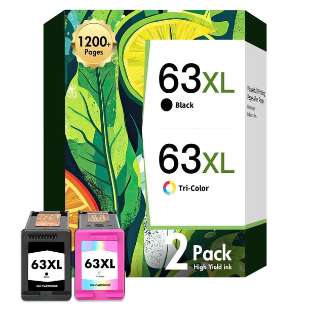 Paquete combinado de cartuchos de tinta Inkalfa 63 63XL en negro y color, paquete de 2