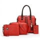 thumbnail image 1 of 4pcs/set Vintage PU Tote Bag, Luxury Top Handle Satchel, Women's Fashion Handbag, Shoulder Bag, Crossbody Bag & Clutch Purse Wallet, 1 of 3