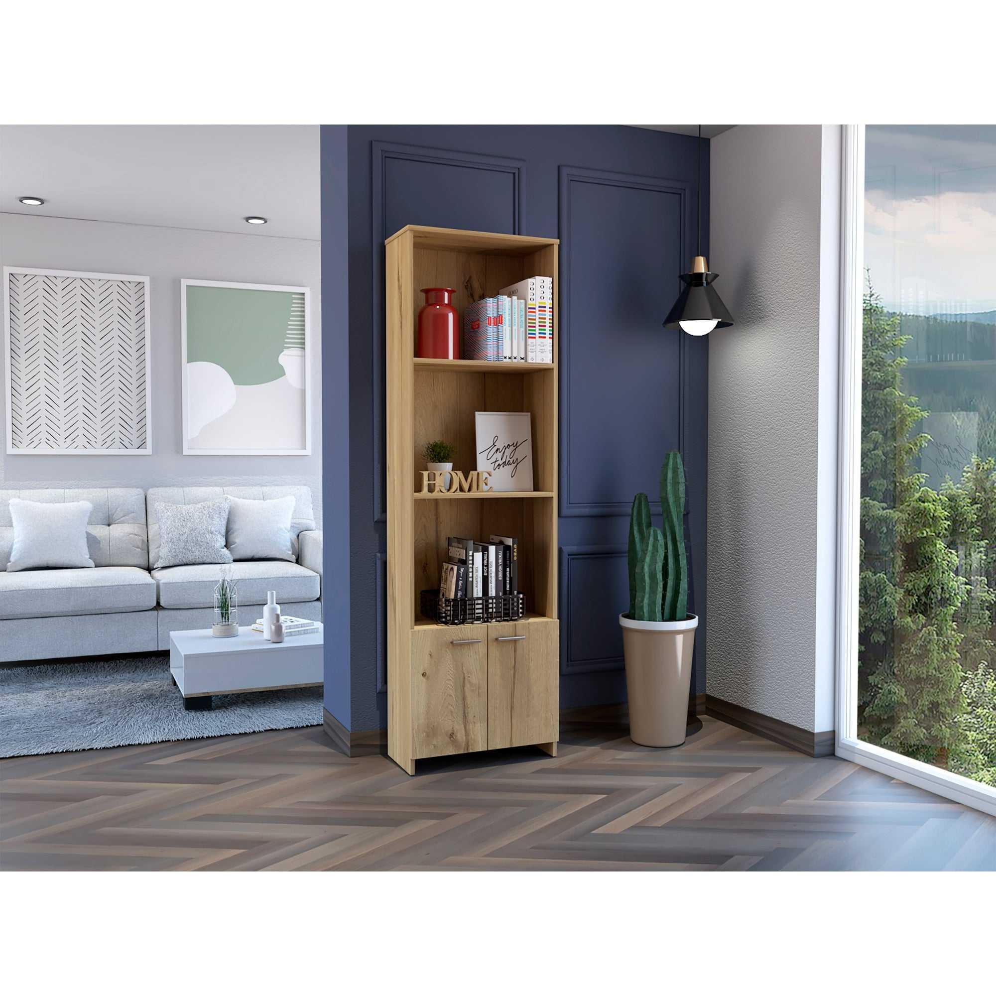 Tuhome - Biblioteca 2 Puertas Lisa Easy 181,5x55,1x27 Cm Duna