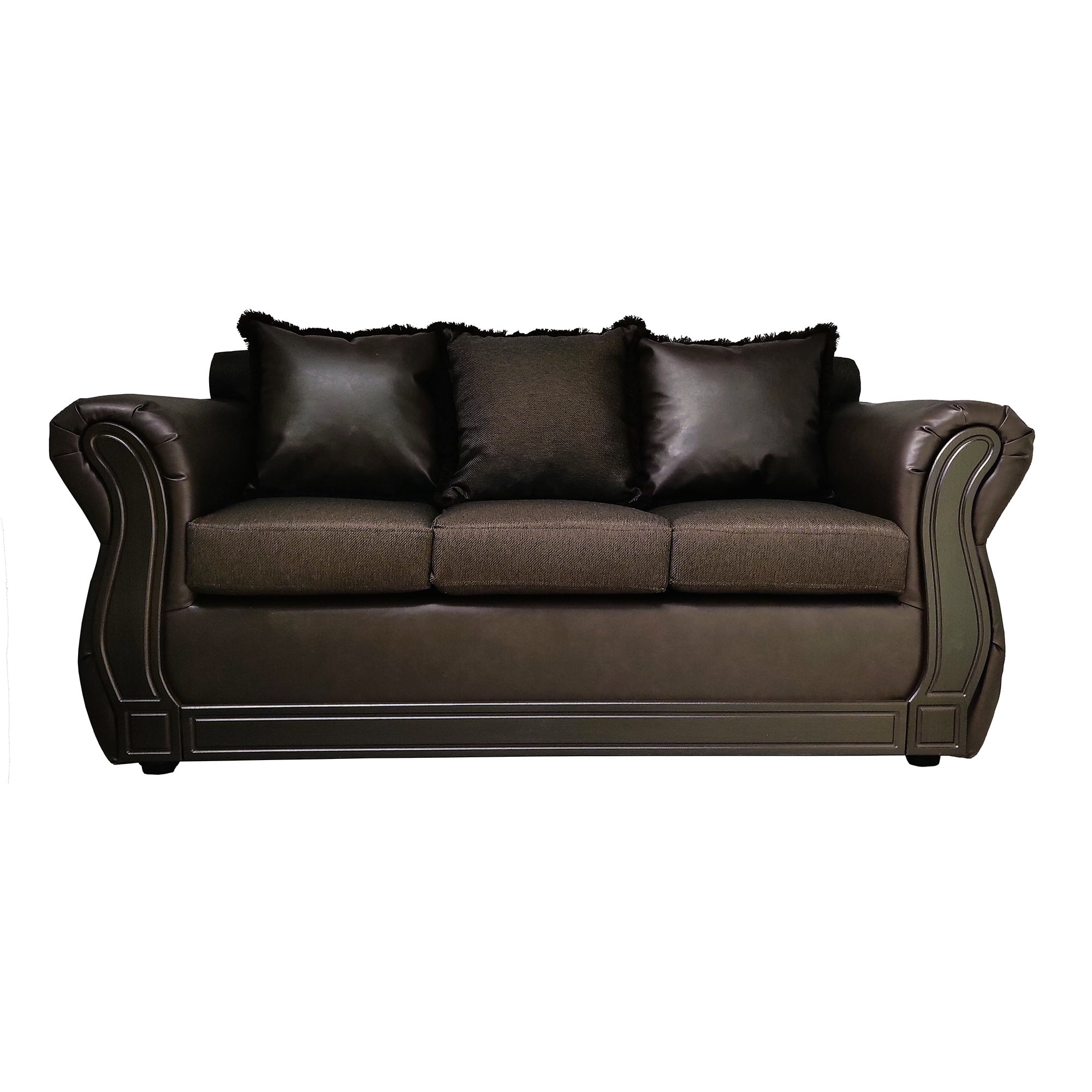 América Decora - Sofá Con Resorte Estructural 3 Personas Castilla Rayado Café