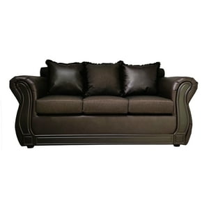 América Decora - Sofá Con Resorte Estructural 3 Personas Castilla Rayado Café