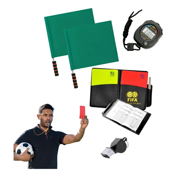 Pack Arbitro Banderines Tarjetas Rojas Amarillas Silbato