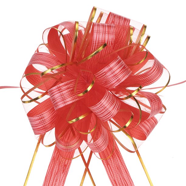 Gran Lazo de Tiro para Envolver Regalos Cintas de Organza para Bodas Cestas Presentes Fiesta de Navidad Rojo-8 Pulgadas