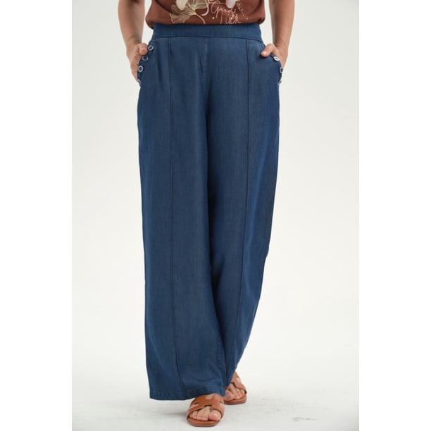 Jeans Mujer Tencel Pretina Elasticada Azul