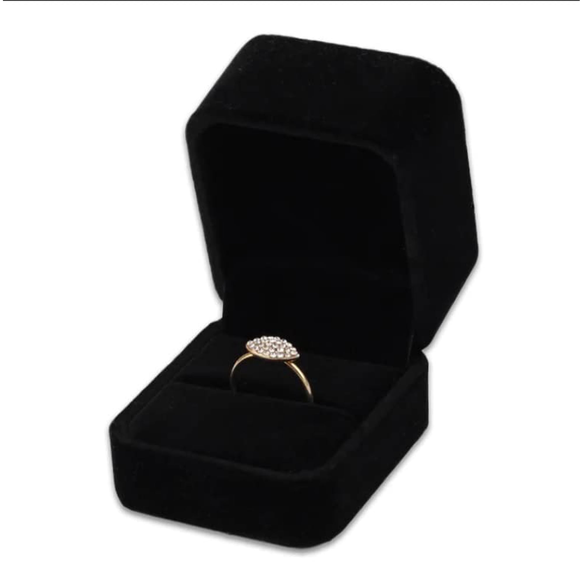 Ring Box Niche-finds Black Velvet Luxury Para Compromiso