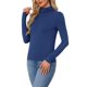 thumbnail image 4 of INSPIRE CHIC Camiseta de Mujer de Cuello Alto de Manga Larga, Viscosa Suave, Ajuste Ceñido, Básica, Elástica, para Capas, Pequeña, Azul Denim, 4 of 6