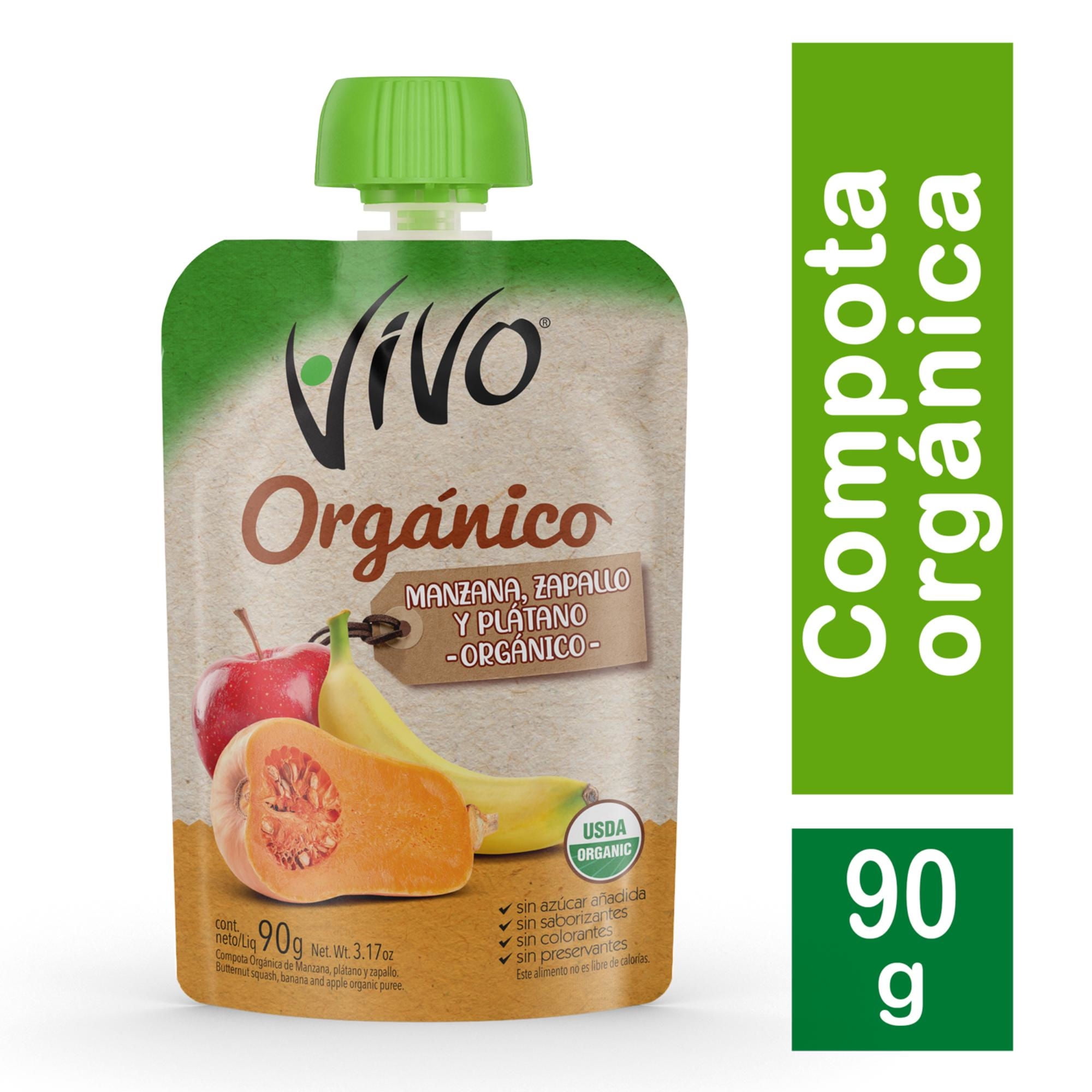 Compota Orgánica Zapallo Manzana Plátano 90 g Vivo
