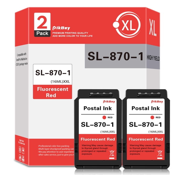 Cartucho de tinta PikBey SL-870-1 XXL rojo de alta capacidad, 16 ml, paquete de 2
