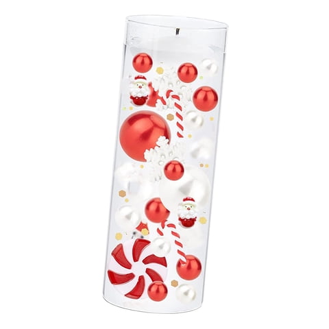 Bothyi - Mesa De Regalo De Perlas De Relleno De Jarrón De Navidad Diy Con Velas Flotantes De Gabinete De Taza Santa Claus