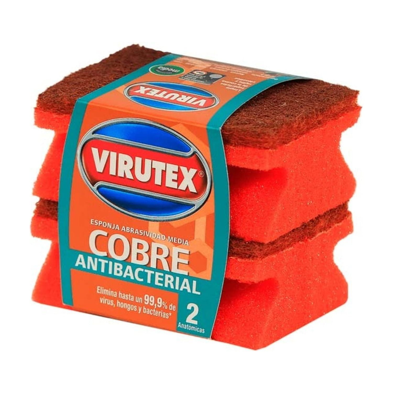 Virutex - Pack X 4 Esponjas Acanalada Cobre 2 Und