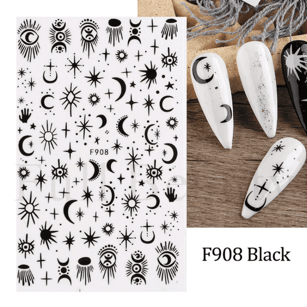 Evil Eye Snake Heart Nail Art Stickers, 3D Self Adhesive Flame Cute Animal Nail Art Decals Nail Decoration Accessories For Nail Art DIY