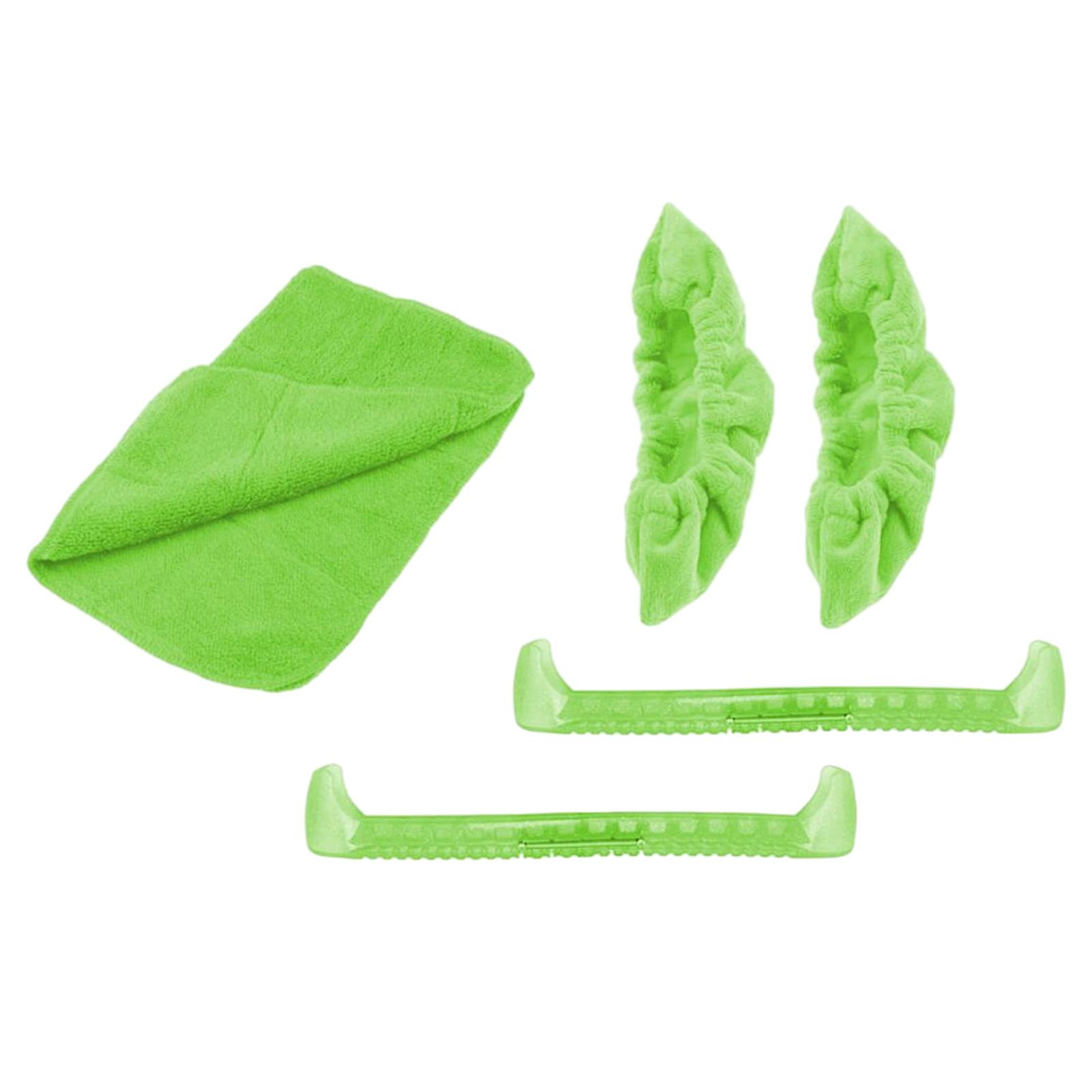 Ioensy - Cubiertas Para Cuchillas De Patines De Hielo Con Toalla, Protectores De Cuchillas Para Patines De Hielo, Cubiertas Para Patinaje Sobre Hielo, Color Verde