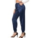 thumbnail image 4 of INSPIRE CHIC Pantalones de Satén para Mujer con Cintura Elástica y Cordón, Pierna Recta, Largo al Tobillo, Joggers Elegantes con Bolsillo S Azul Real, 4 of 4