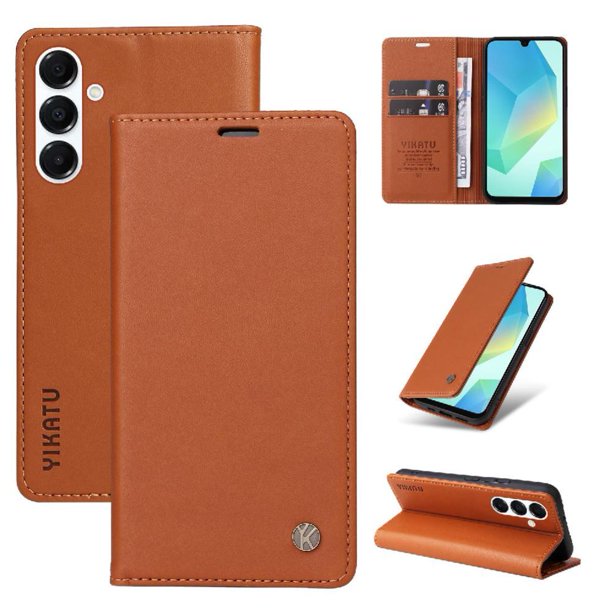 Funda Billetera de Cuero para Samsung Galaxy A26 con Tarjetero y Soporte - Tapa Magnética Marrón