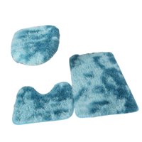 Magideal - Juego De 3 Uds De Alfombrillas De Baño Para Baño Con Tapa De Inodoro, Diseño Elegante, Materiales Absorbentes, Decoración De Baño, Juego De Inodoro De Azul Oscuro