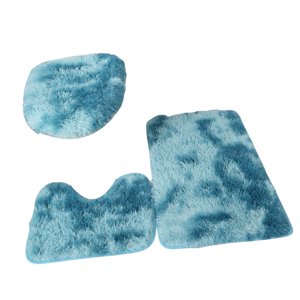 Magideal - Juego De 3 Uds De Alfombrillas De Baño Para Baño Con Tapa De Inodoro, Diseño Elegante, Materiales Absorbentes, Decoración De Baño, Juego De Inodoro De Azul Oscuro