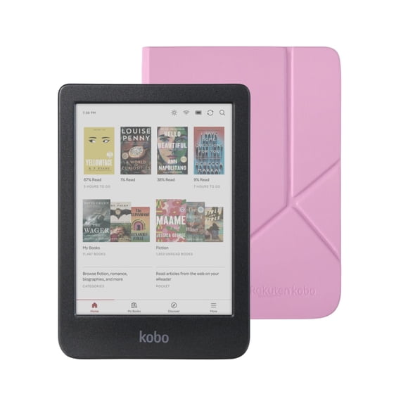 eReader Kobo Clara Colour, 6 pulgadas, 16 GB, resistente al agua con funda rosa