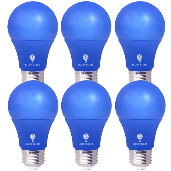Bombilla LED Bluex Blue Color A19 de 9 W (equivalente a 60 W), paquete de 6