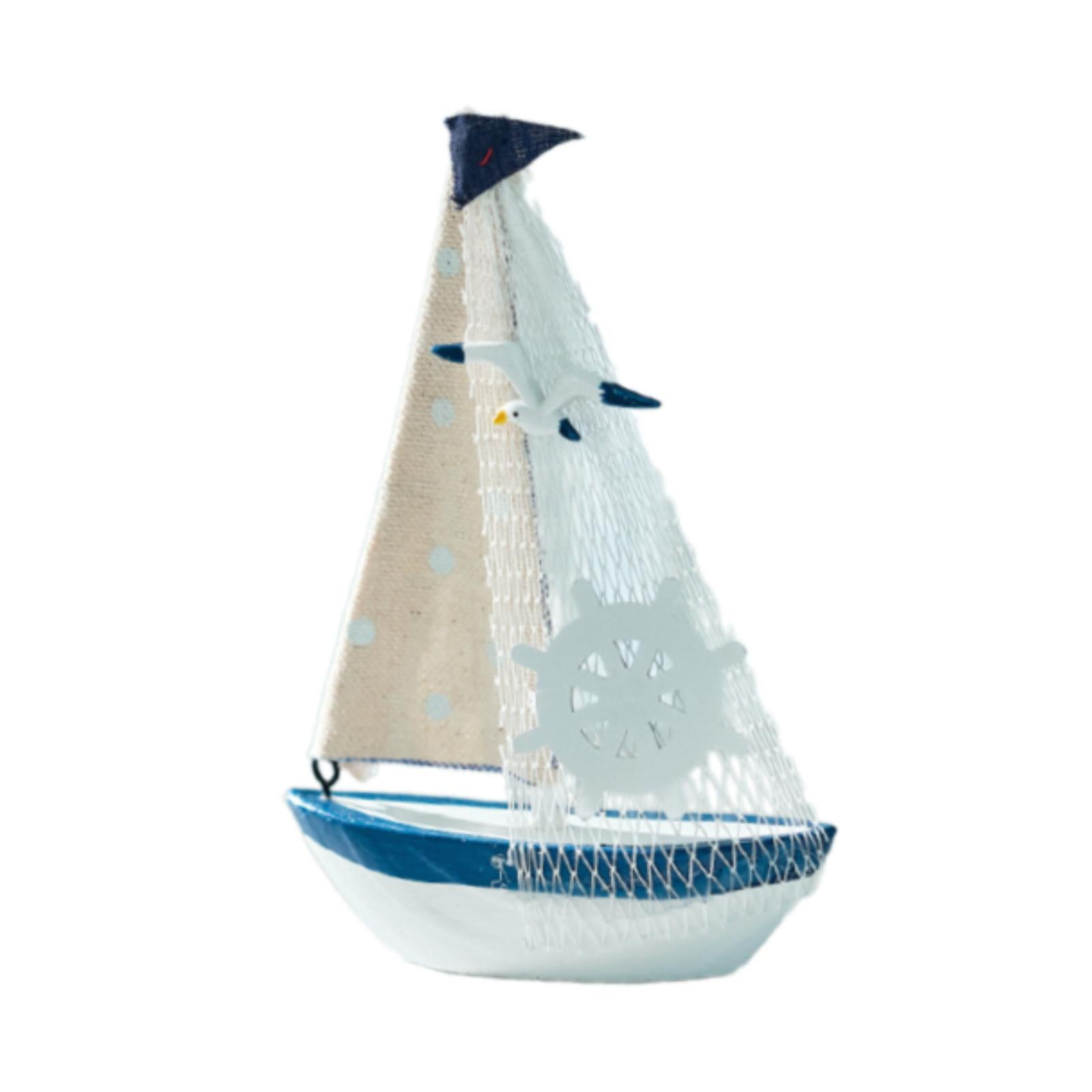 Magideal - Escritorio De Madera Con Forma De Barco De Vela En Miniatura, Bonita Escultura Artesanal En Miniatura Para Decoración De Habitación De Invitados, Sala