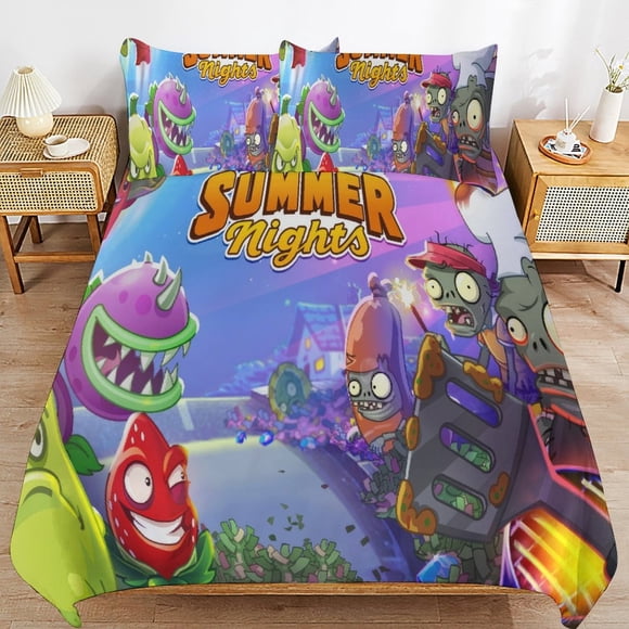Plants-Zombies PV-Z Plants-Zombies PV-Z Bedding Set Sheet Set for Kids Adults,All Season Lightweight