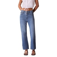 Pantalones Vaqueros Calvin Klein Para Mujer, Talle Alto, Color Azul