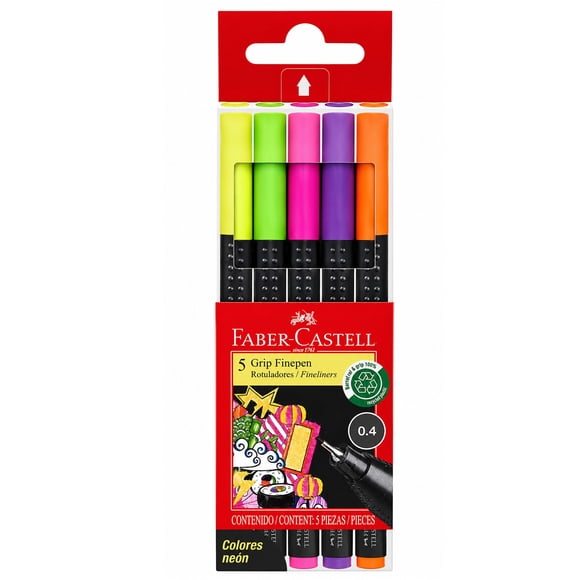 Marcador Faber-Castell Grip Finepen Neón 5 Colores