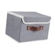 thumbnail image 5 of Contenedor De Almacenamiento Con Tapa, Caja De Almacenamiento Con Asa De Cuero Para Mantas, Pantalones, Hogar, Gris, 5 of 5